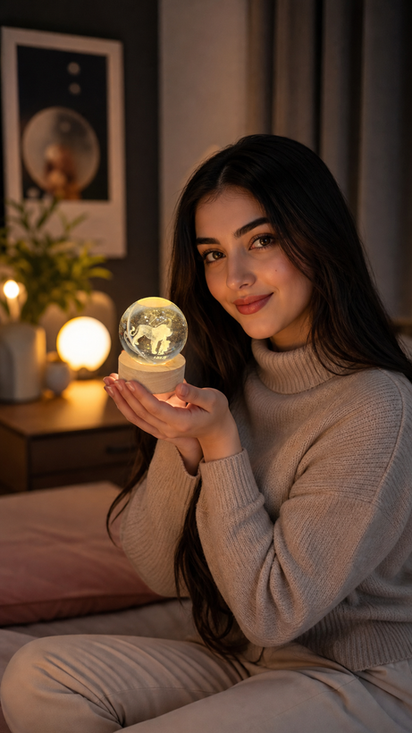 چراغ خواب کریستالی سه بعدی مدل شیر