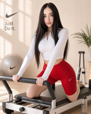شلوارک ورزشی زنانه قرمز/ جذب طرح نایکی مدل بایکر