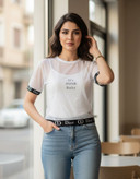 تیشرت زنانه دو تکه طرح Dior Baby سفید
