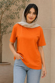 تیشرت بیسیک زنانه طرح اورسایز نارنجی