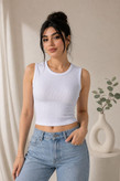 تاپ زنانه کبریتی مدل نیم تنه سفید