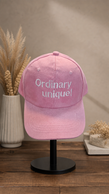کلاه کپ بیسبالی مدل گلدوزی ORDINARY صورتی