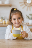فنجان چای / قهوه خوری سرامیکی زرد و سفید