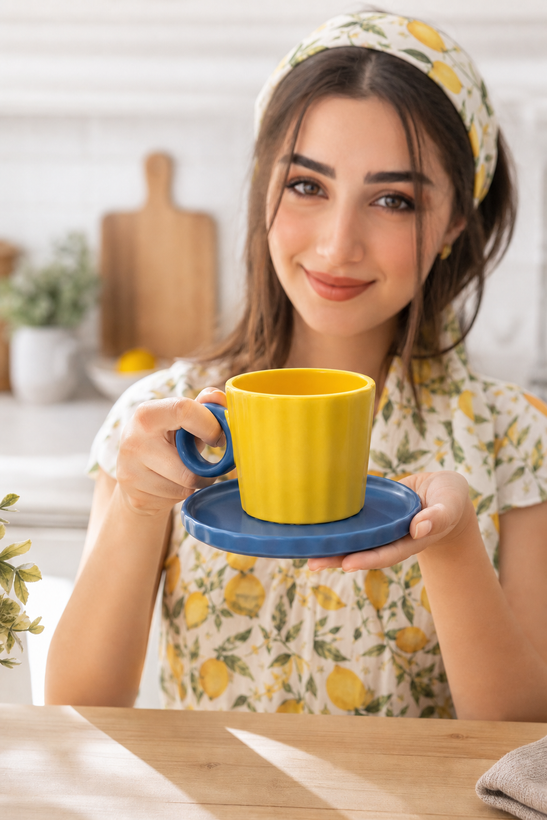 فنجان نعلبکی پاستلی مدل دسته حلقه ای