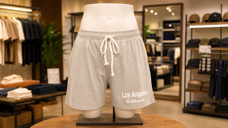 ست تیشرت و شلوارک زنانه Los Angeles طوسی بهمراه کش مو