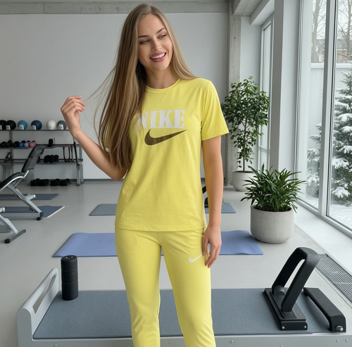 ست تیشرت و شلوار ورزشی مدل Nike - رنگ زرد