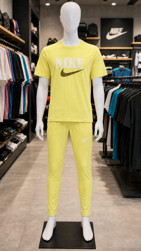 ست تیشرت و شلوار ورزشی مدل Nike - رنگ زرد
