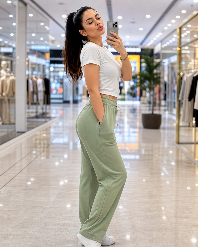 شلوار بگ گلکسی مدل سه دوخت سبز