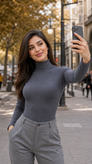 بادی زنانه کبریتی مدل یقه اسکی