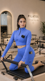 ست نیمتنه آستینبلند و لگ برمودا Nike (آبی پاستلی)