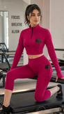 ست نیمتنه آستینبلند و لگ برمودا Nike (سرخابی)