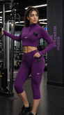 ست نیمتنه آستینبلند و لگ برمودا Nike (بنفش)