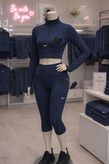 ست نیمتنه آستینبلند و لگ برمودا Nike (سرمه ای)
