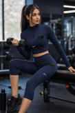 ست نیمتنه آستینبلند و لگ برمودا Nike (سرمه ای)